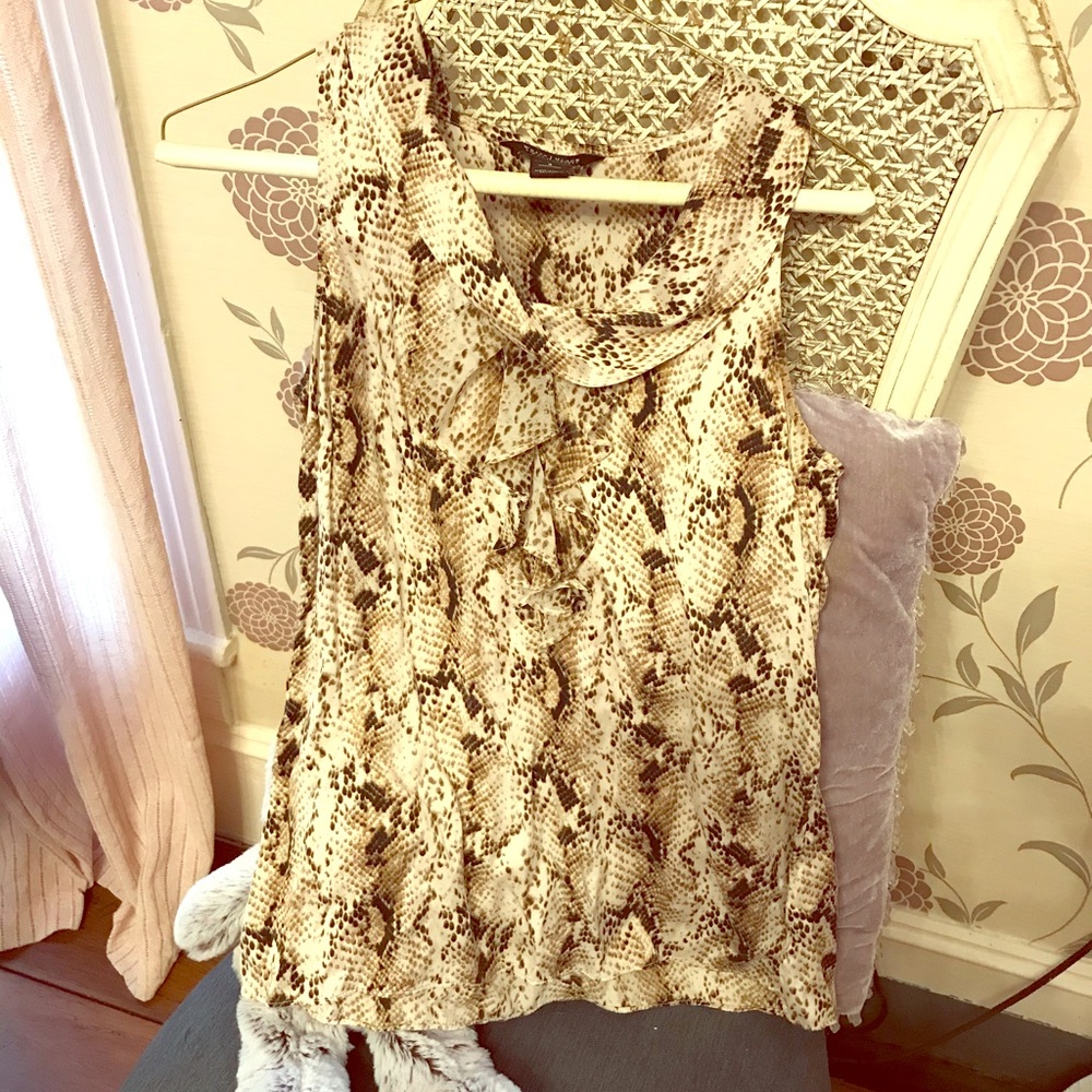 Whbm Silk Pretty Snake Print Sleeveless Silk Shirt